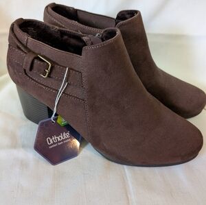 Croft & Barrow Ortholite Women's Brown Suede Ankle Boots Sz 9Wide